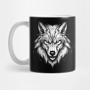 Icy Stare Wolf: Eye-catching Design Mug